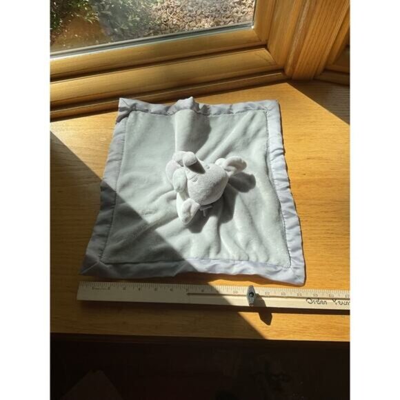 Carters Elephant Security Blanket Plush Lovey Grey & Silver Satin - Picture 9 of 9